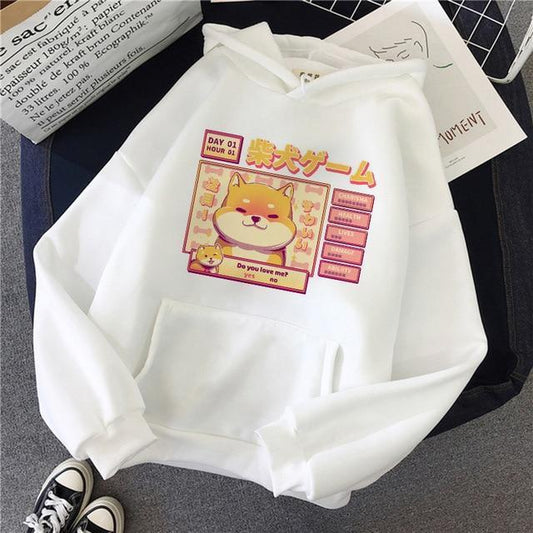 Kawaii White Shiba Inu Hoodie