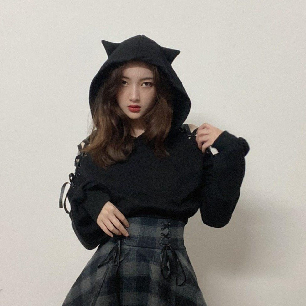 Kawaii Goth Black Cat Hoodie