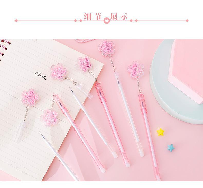 Cute Cherry Blossom Quicksand Gel Pens