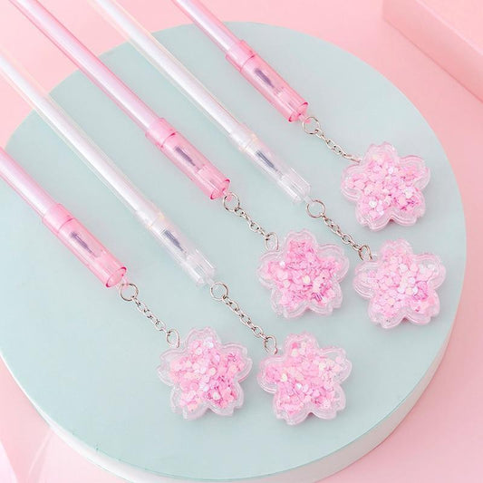 Kawaii Cherry Blossom Quicksand Gel Pens