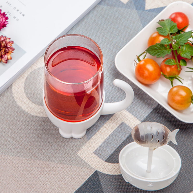 White Kawaii Cat Cup Tea Infuser