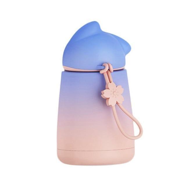 Purple and Peach Kawaii Pastel Cat Water Bottle