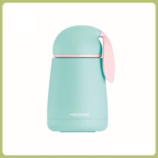 Green and Pink Kawaii Pastel Cat Water Bottle