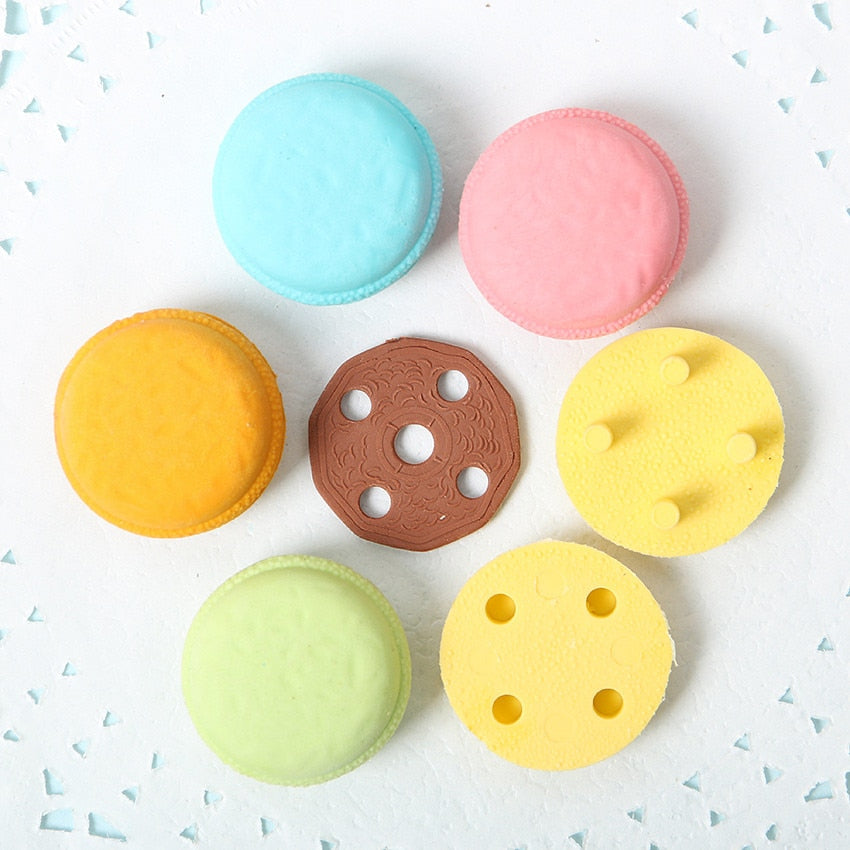 Kawaii Macaron Erasers Aligned in a Circle
