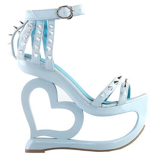 Kawaii Light Blue Heart Heel Spiky Shoes