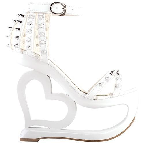 Kawaii White Heart Heel Spiky Shoes