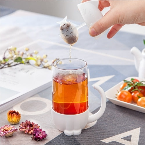 White Kawaii Cat Cup Tea Infuser