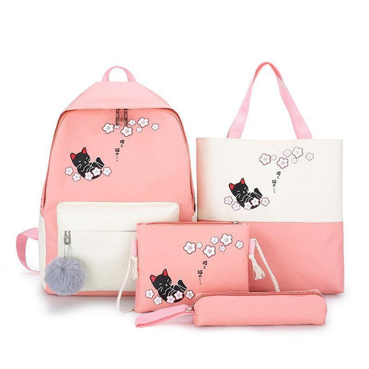 Kawaii Sakura Neko Cat Backpack Set