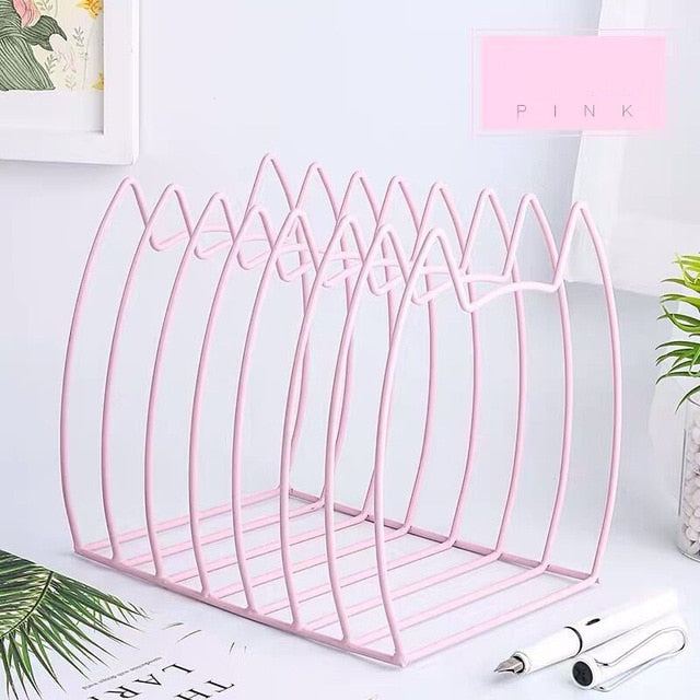 Kawaii Pink Metal Cat Desktop Organizer