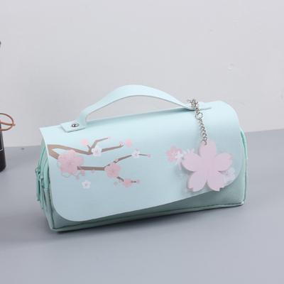 Kawaii Sakura Cherry Blossom Pencil Bag in Blue