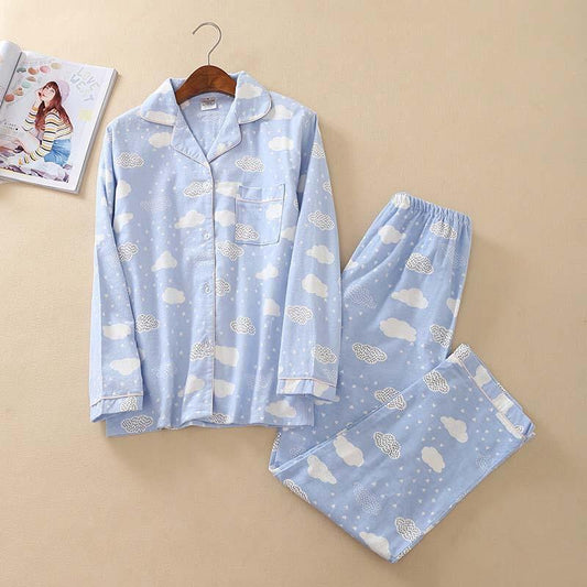 Blue and White Kawaii Cloud Pajamas