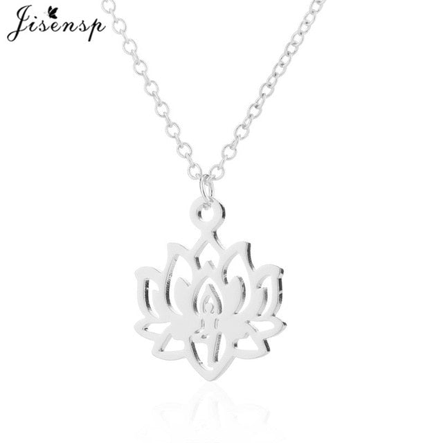 Lotus Flower Pendant Necklace in Silver