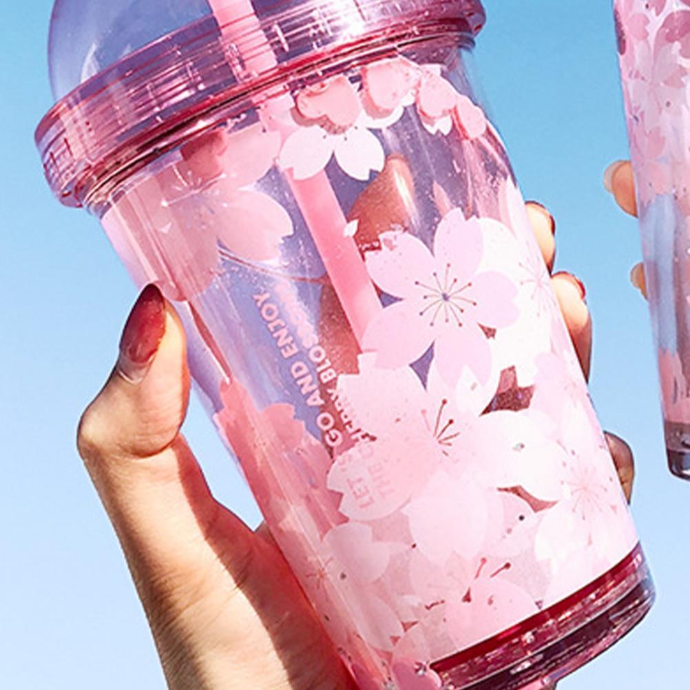 Kawaii Pink Sakura Cherry Blossom Water Cup Up Close