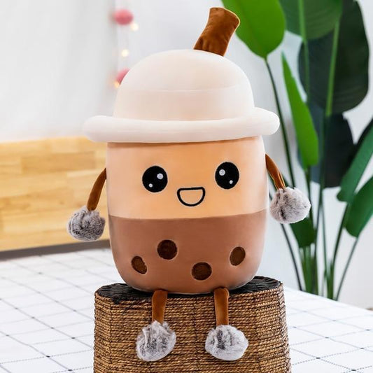 Kawaii Boba Tea Plushie With Eyes Open