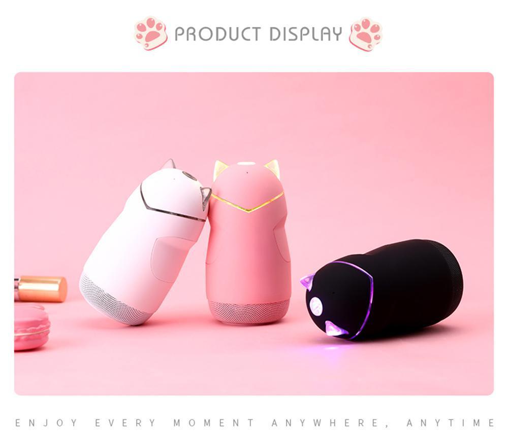Kawaii White, Pink, and Black Bluetooth Speakers