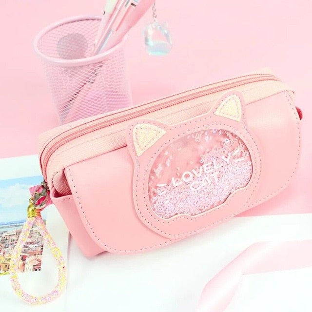 Kawaii Cat Pink Pencil Bag