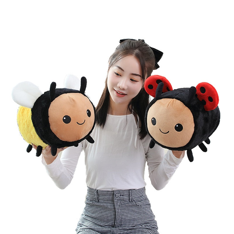Model With Ladybug and Bee Plushies