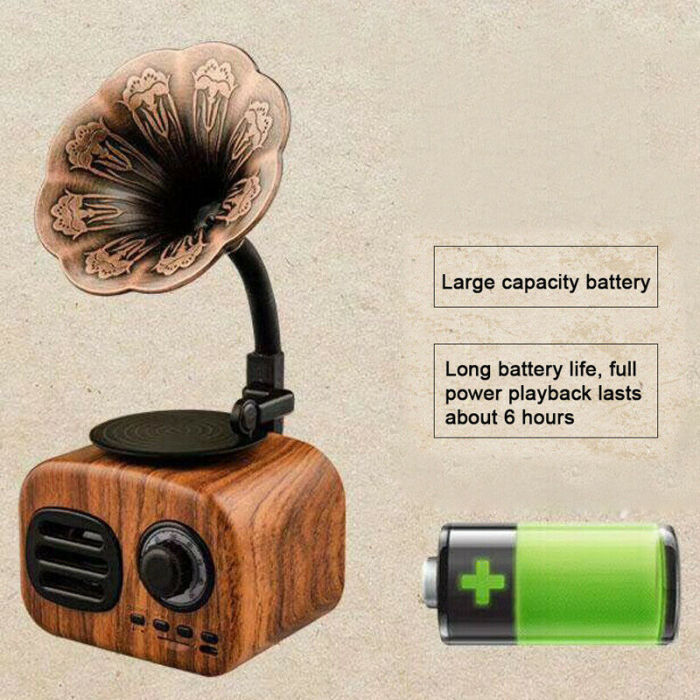 Kawaii Wooden Retro Phonograph Bluetooth Speaker