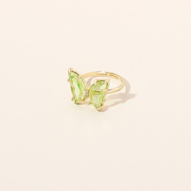 Kawaii Crystal Butterfly Ring in Green