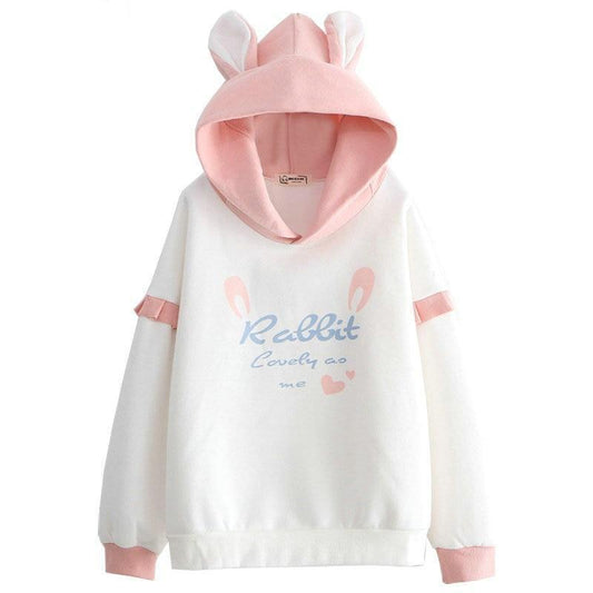 Kawaii Pink and White Rabbit Hoodie