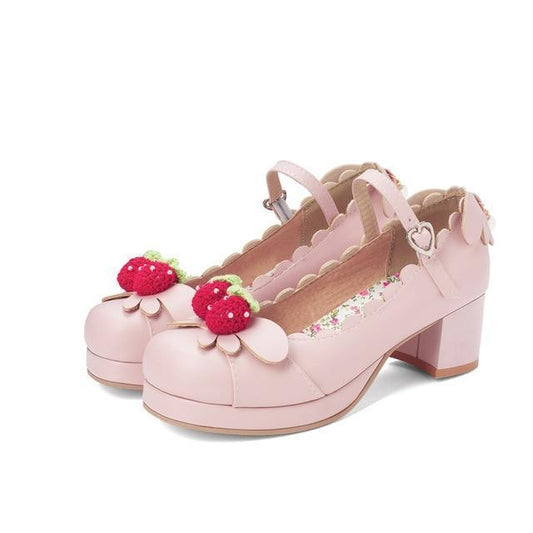Kawaii Princess Lolita Strawberry Mary Jane Shoes