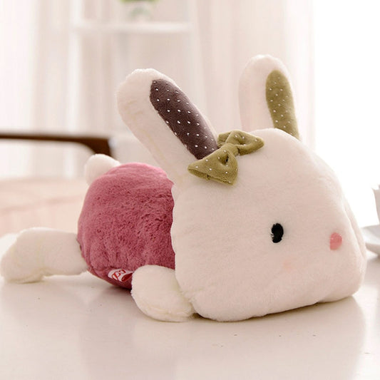 Kawaii Bunny Plushie With Purple Body and Green Bow