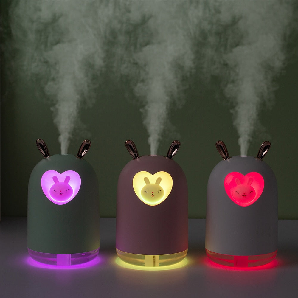 Kawaii LED Night Light Bunny Humidifier Lit Up