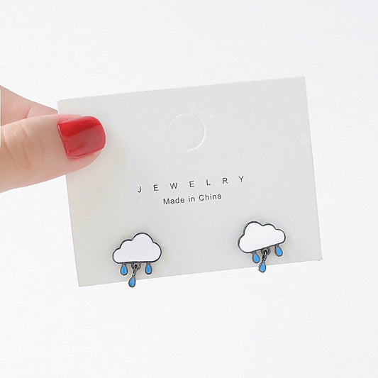 Kawaii Cloud With Raindrops Earrings