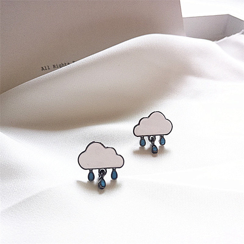 Kawaii Cloud With Raindrops Earrings