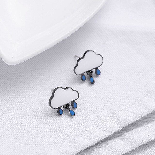 Kawaii Cloud With Raindrops Earrings