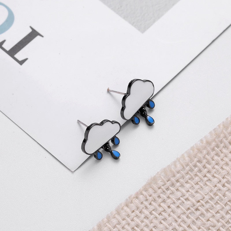 Kawaii Cloud With Raindrops Earrings