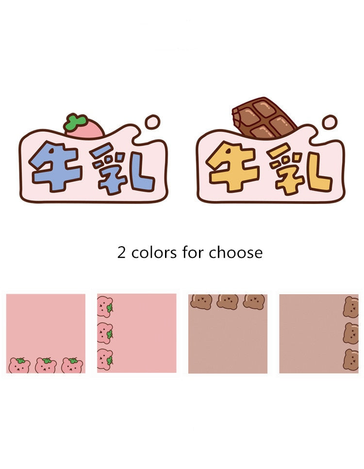 Kawaii Strawberry and Chocolate Milk Bear Memo Pads