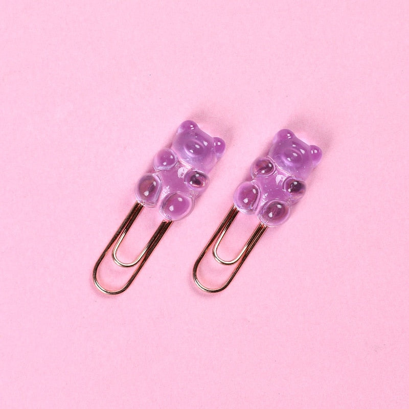 Kawaii Purple Gummy Bear Paper Clips