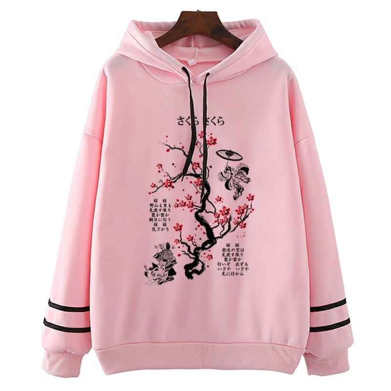 Kawaii Pink Ink Painting Cherry Blossom Hoodie