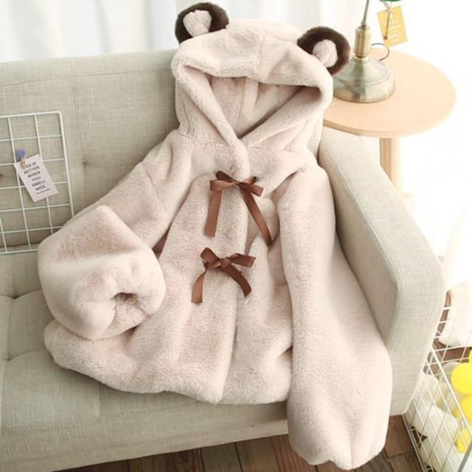 Kawaii Tan Teddy Bear Hooded Jacket