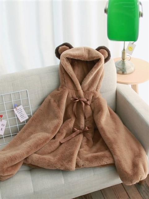 Kawaii Brown Teddy Bear Hooded Jacket