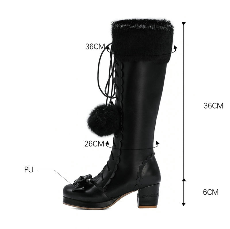 Kawaii Princess Winter Boots Dimensions - 36cm Tall