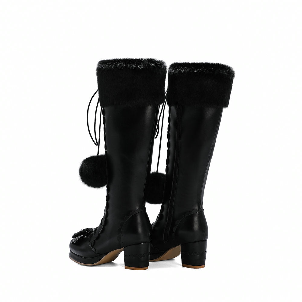 Back View of Our Kawaii Black Princess Winter Boots
