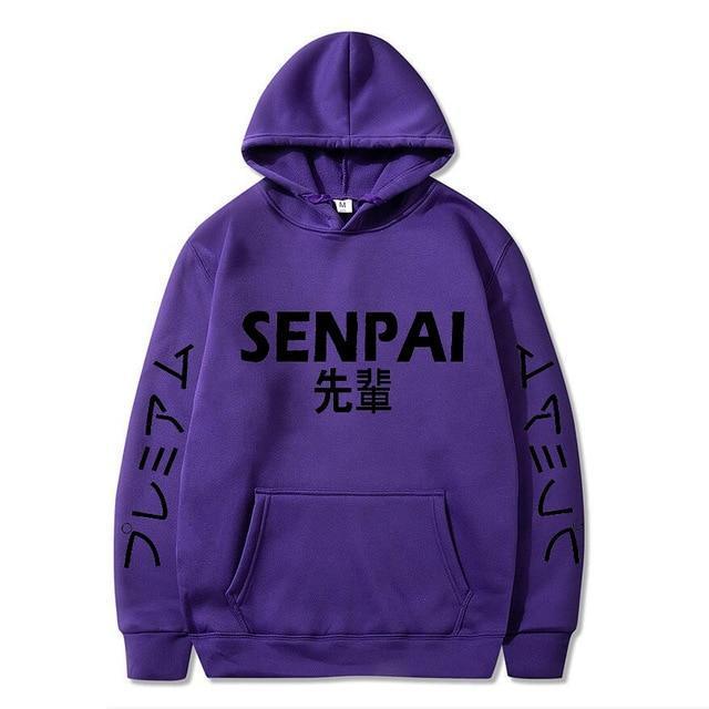 Purple Senpai Hoodie With Black Lettering
