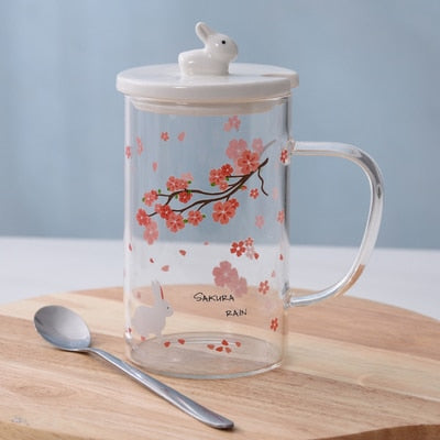 Kawaii Cherry Blossom Cup and Bunny Lid