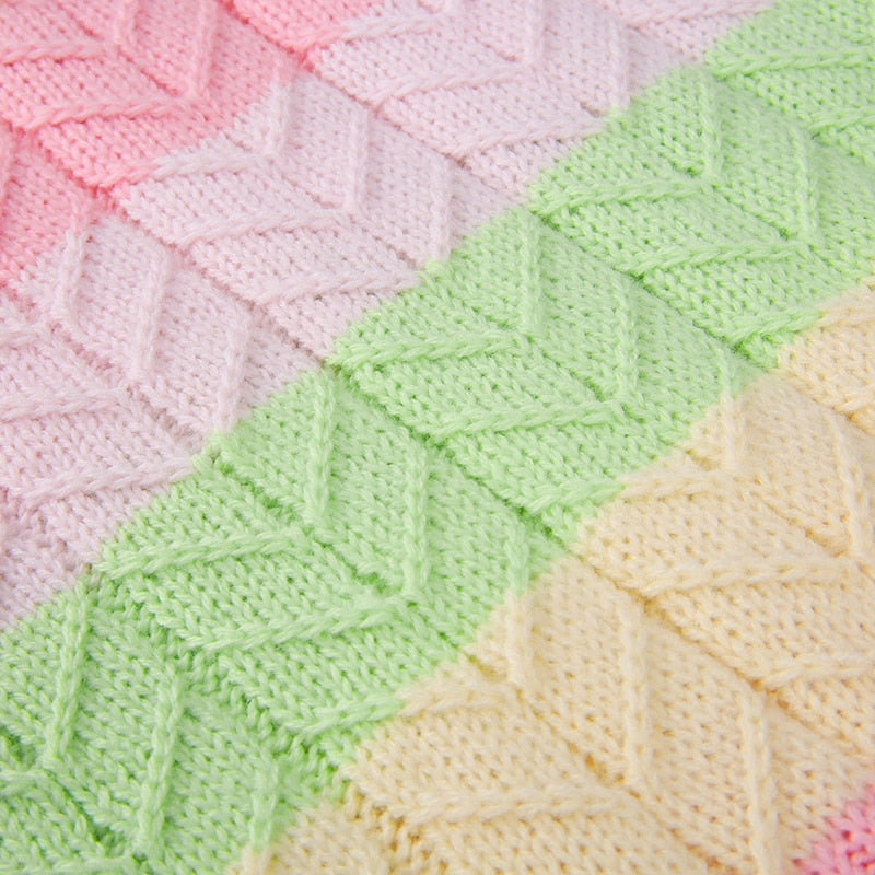 Kawaii Pastel Rainbow Sweater Vest Up Close