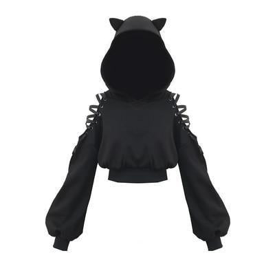 Dark Kawaii Black Cat Hoodie