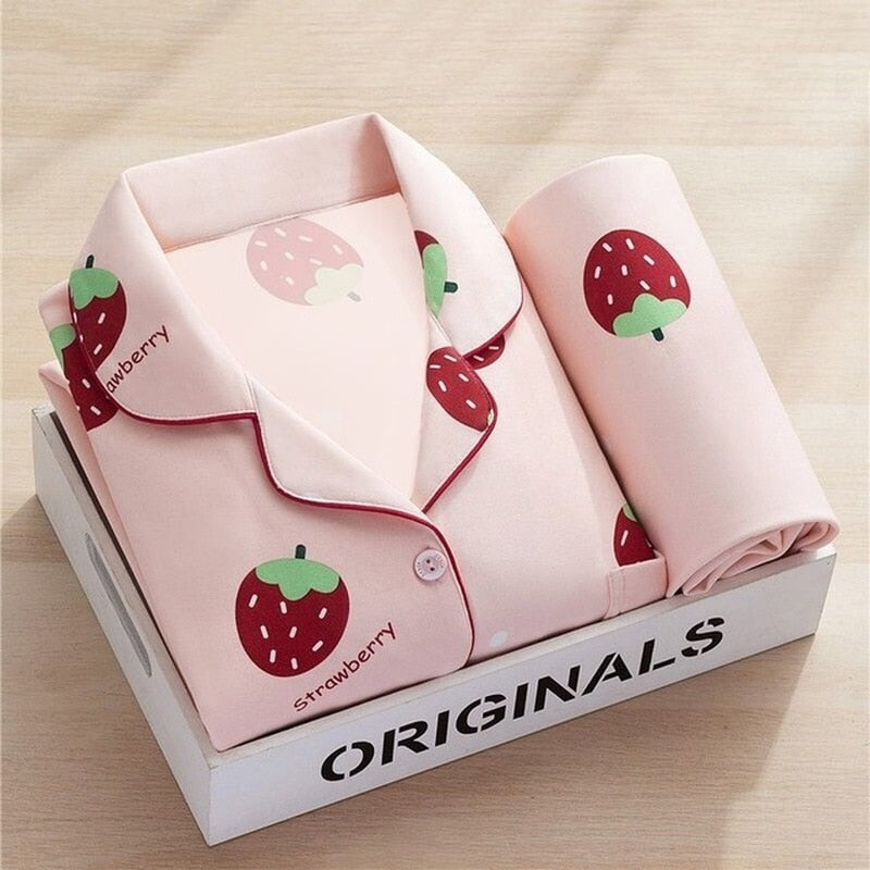 Kawaii Strawberry Print Bra & Panties Set