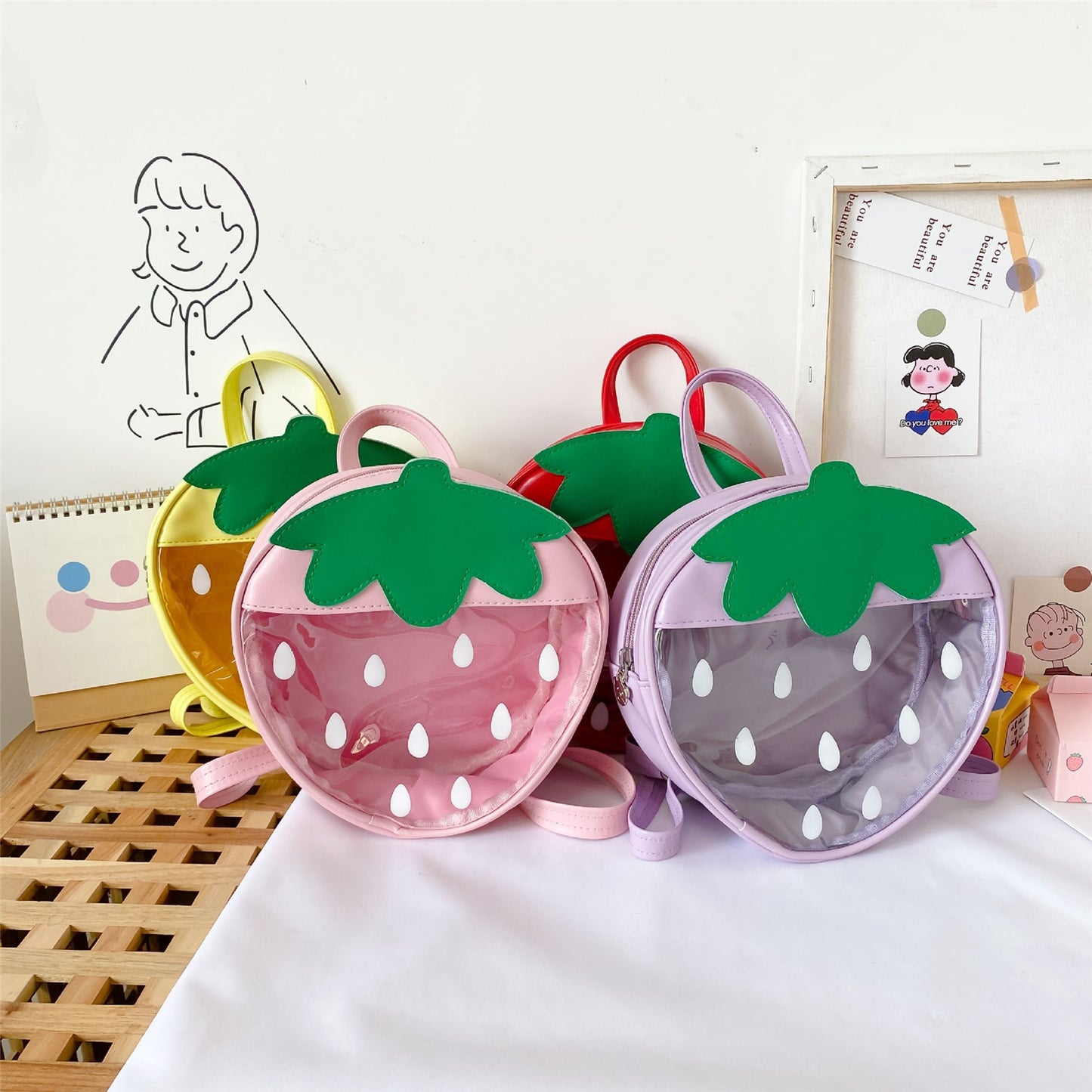 Kawaii Transparent Strawberry Backpacks