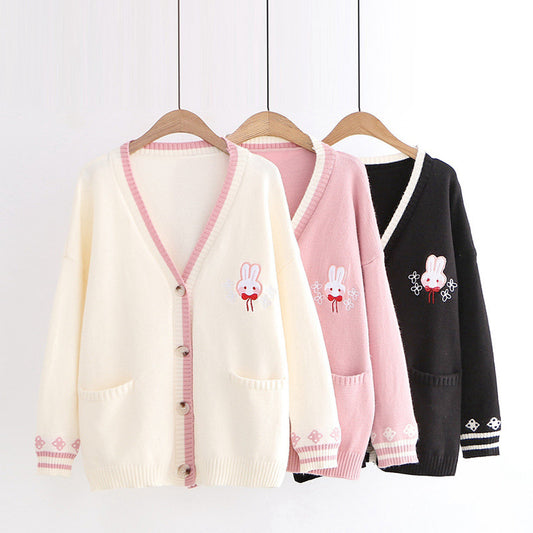 Kawaii Bunny Embroidered Cardigans