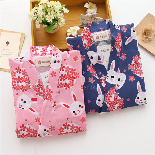 Kawaii Pink and Blue Sakura Bunny Kimono Lounge Sets