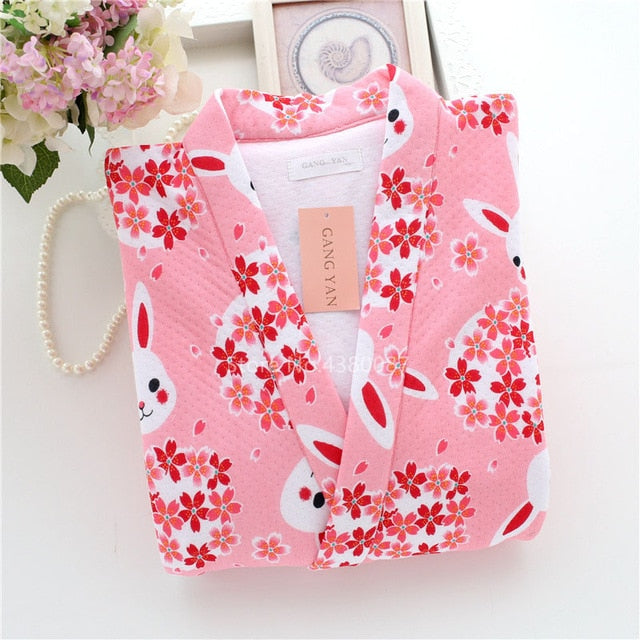 Kawaii PInk Sakura Bunny Kimono Lounge Set