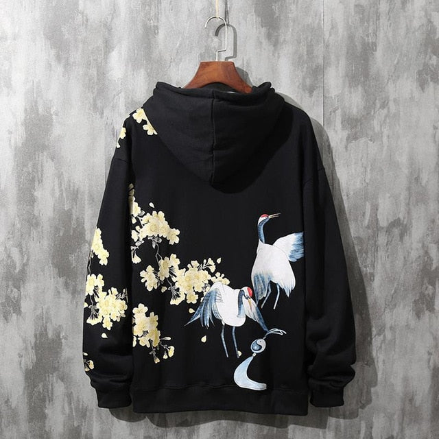 Kawaii Black Sakura Crane Hoodie