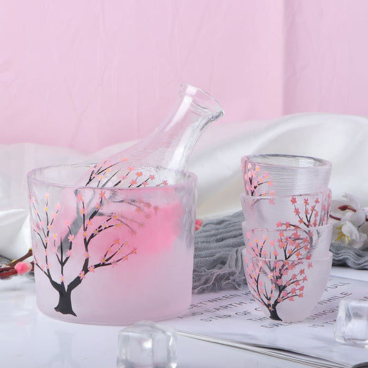 Frosted Cherry Blossom Sake Set