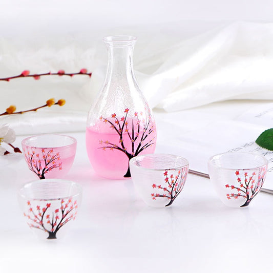 Frosted Cherry Blossom Sake Set